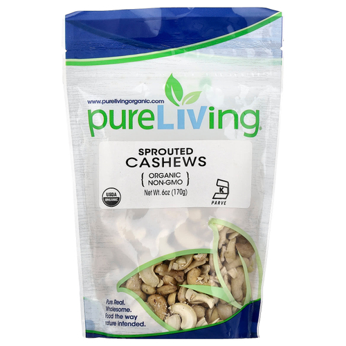 Pure Living, органические пророщенные кешью, 170 г (6 унций)