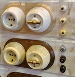 Ретро выключатель керамический Астория, слоновая кость, INTERIOR ELECTRIC ВПКАС.1/2.03 / 1 и 2 группы света