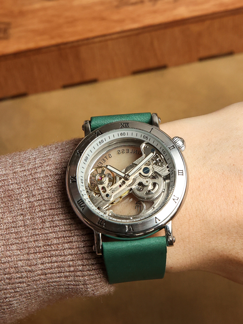 Часы скелетоны механические Power Green YOURTIME