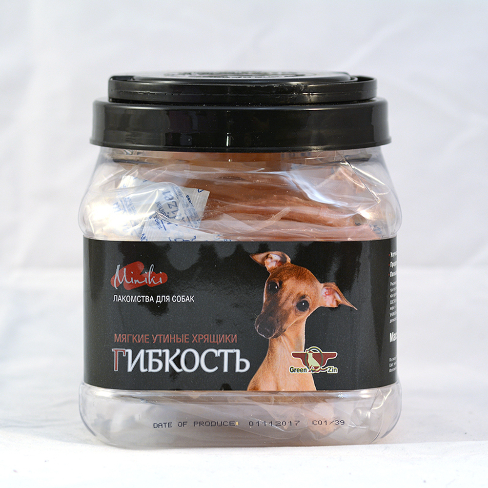 Лакомство для собак "Грин Кьюзин" GREEN QZIN МИНИКИ ГИБКОСТЬ (Мягкие утиные хрящики для мини пород) 260 гр