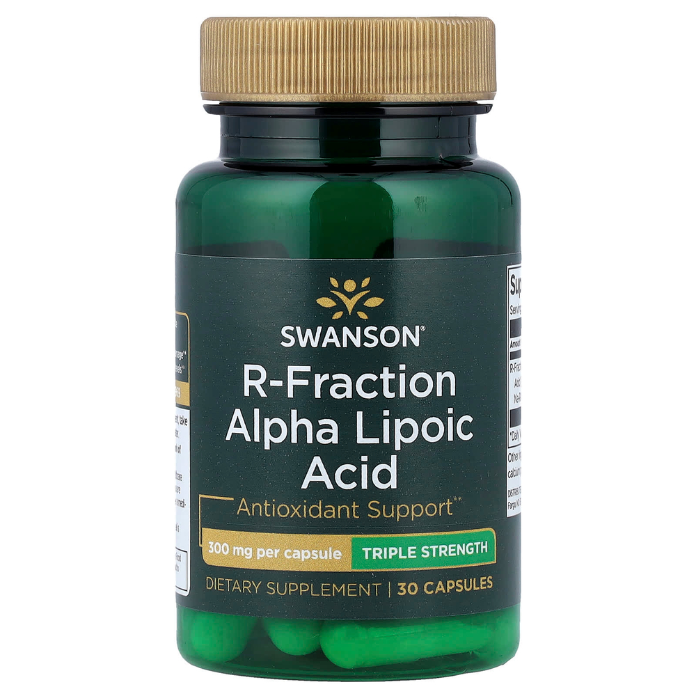 Swanson Vitamins, R-Frction, альфа-липоевая кислота, тройная сила, 300 мг, 30 капсул