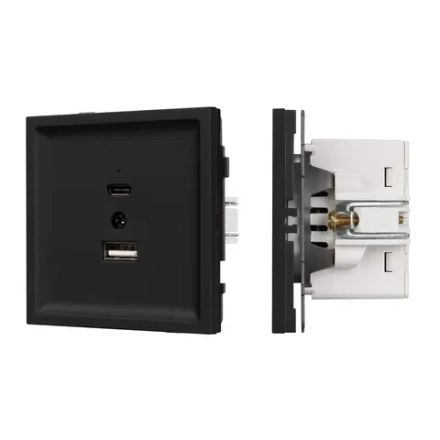 Механизм USB розетки SCT-TENDO-MUAC-SFPL-BK (5V, 3A, QC3) (Arlight, -)
