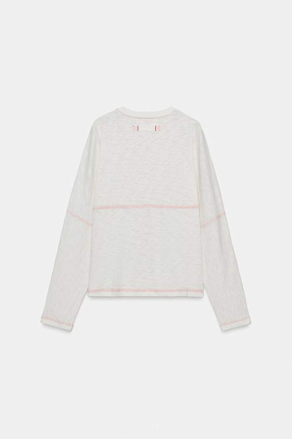 ZARA ФУТБОЛКА С КОНТРАСТНЫМИ ШВАМИ, ЖЕЛТОВАТО-БЕЛЫЙ