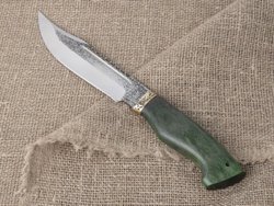 Нож "Алтай", сталь Bohler N690, рукоять зеленая стабилизированная берёза