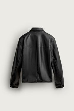 ZARA КУРТКА КЛАССИЧЕСКОГО КРОЯ ИЗ ИСКУССТВЕННОЙ КОЖИ, ЧЕРНЫЙ