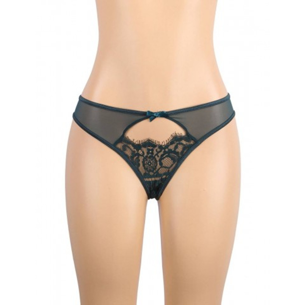 Пояс для чулок с ремешками и трусики Flower&bow, зеленые, XL-2XL
