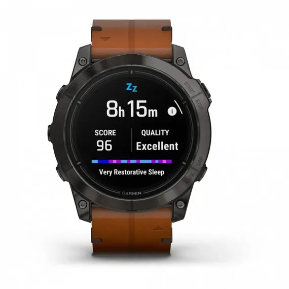 Garmin epix Pro (Gen 2) Sapphire Edition 51 мм, титановый угольно-серый, DLC, коричневый кожаный ремешок