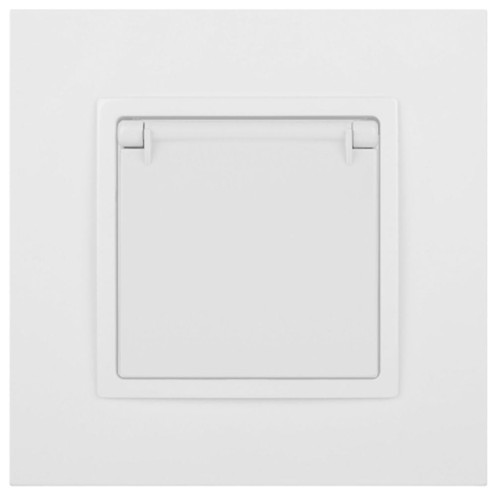 Розетка ЭРА Elegance 14-2103-01 с заземлением 2P+E Schuko со шторками с крышкой 16A-250В IP20 белый | Эра Elegance
