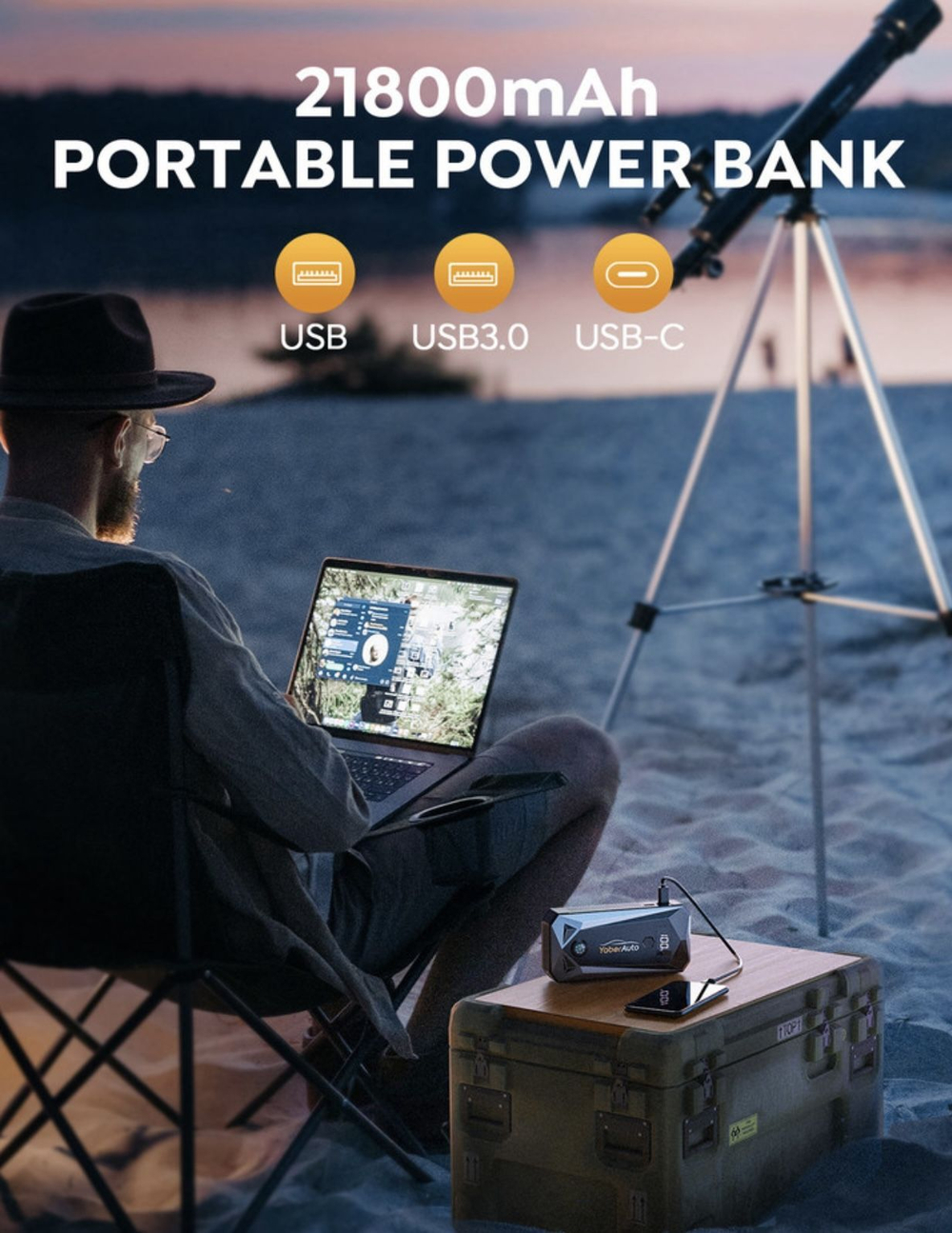 Устройство пусковое портативное бустер 21800mAh 2500A Yaber YA50