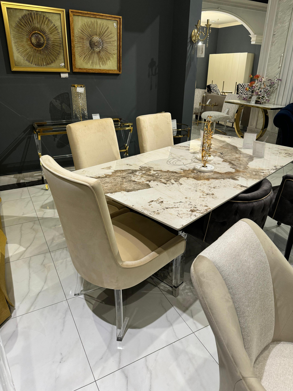 Стол обеденный Ist Casa Ардео Силвер, 200x100x75 см, белый мрамор