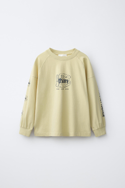 ZARA ФУТБОЛКА С НАДПИСЬЮ, БЕЖЕВЫЙ