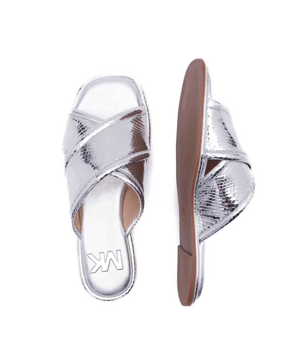 Шлепанцы кожаные gideon Michael Kors - серебряный(40T2GDFA1M)