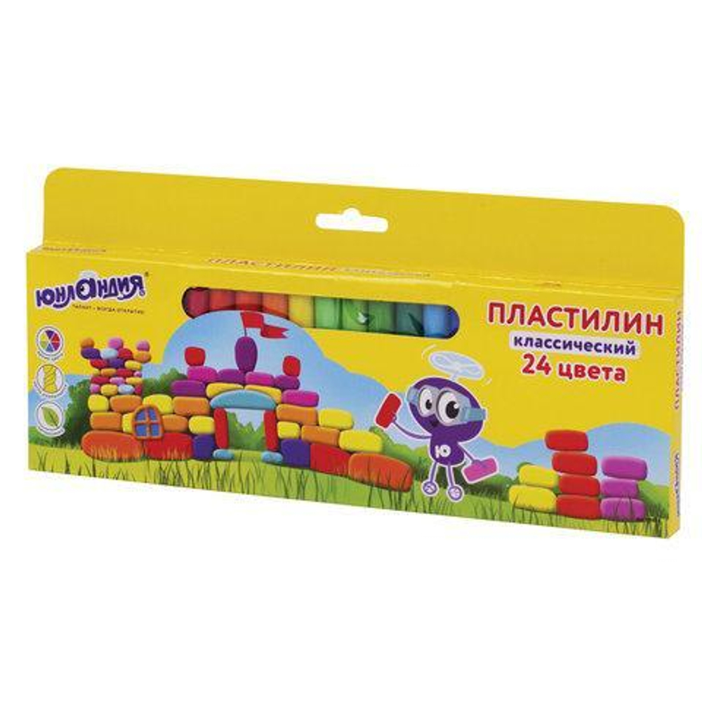 Пластилин 24 цв., 480 г "ЮНЛАНДИК-АРХИТЕКТОР" (ЮНЛАНДИЯ) (Комплект 6шт.)