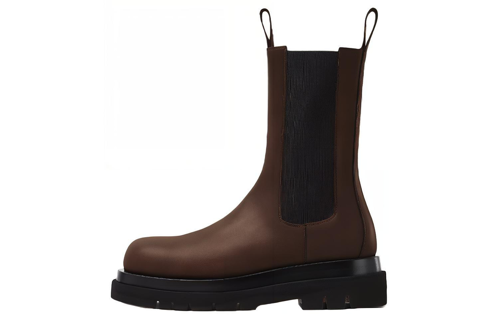 Bottega Veneta Lug Chelsea Short Chelsea Boots Women"s Dark Umber