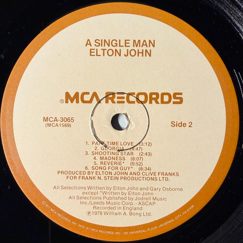 Elton John ‎– A Single Man (США 1978г.)