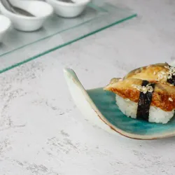 Блюдо для подачи 21*7,4 см h13,5 см для закусок Sea Blue Leaf Frutti di Mare P.L. [1]