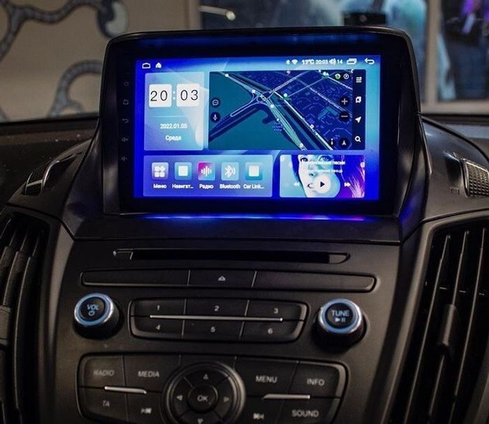 Магнитола для Ford Kuga 2011-2019 (рамка с зазорами) - Parafar PF362FHD на Android 13, CarPlay, 4G SIM-слот