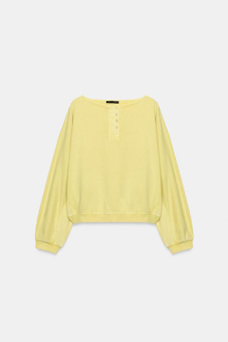 ZARA КОМБИНИРОВАННАЯ ТОЛСТОВКА С ЭФФЕКТОМ ПОТЕРТОСТИ, ФИСТАШКОВЫЙ