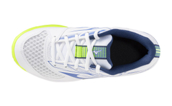 Детские теннисные кроссовки Mizuno Break Shot 5 Jr. CC - white/dazzling blue/light yellow