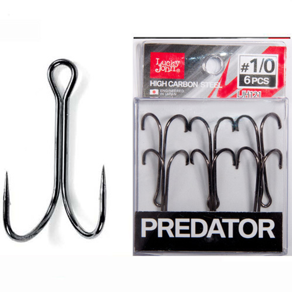 Крючки-двойники Lucky John PREDATOR LJH121  №4, 8 шт.