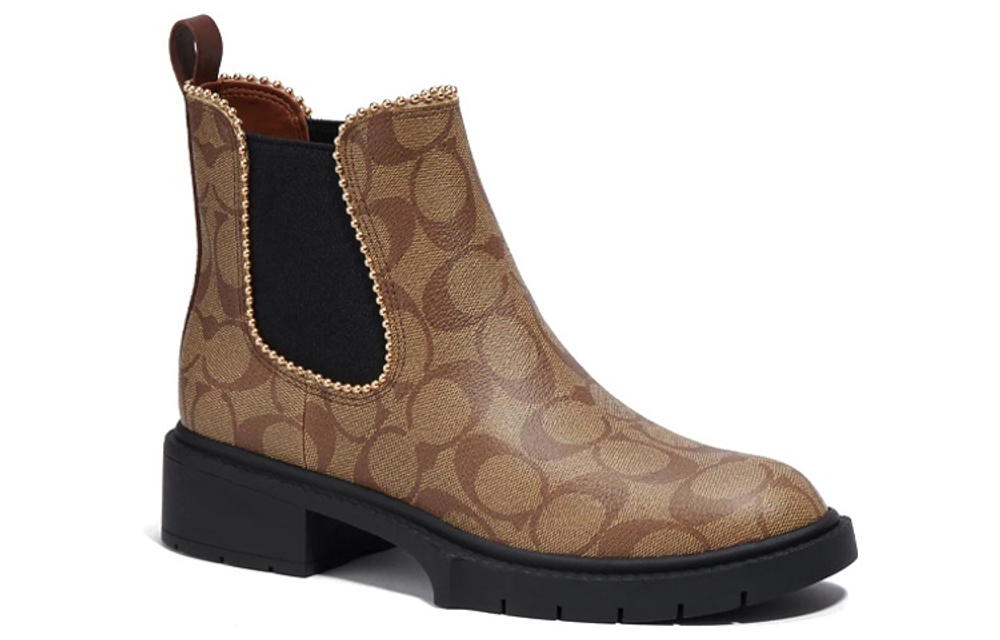 COACH Levy Canvas Short Chelsea Boots Women"s Khaki