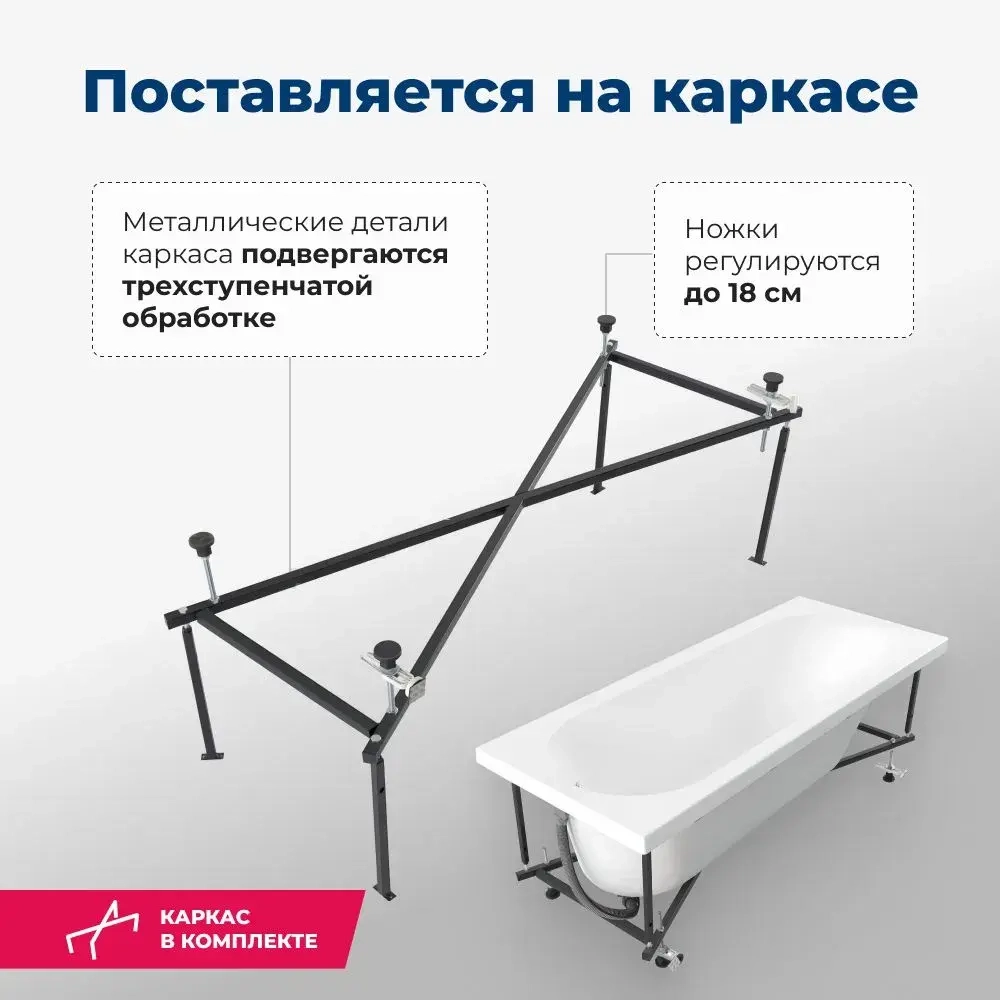 Акриловая ванна Aquanet Lotos 165x70 (с каркасом)