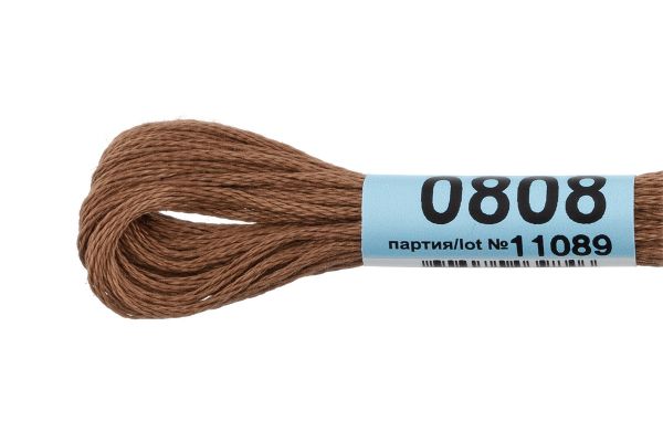 Мулине Gamma 100% хлопок, цв.0808 коричневый, 24 мотка по 8 метров