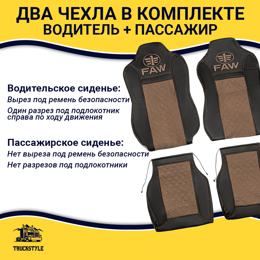 Чехлы FAW J7 (экокожа, черный, коричневая вставка)