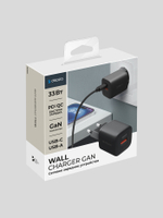 Зарядное устройство Deppa USB-C + USB-A, PD 3.0, QC 3.0, 33W, GaN, черный