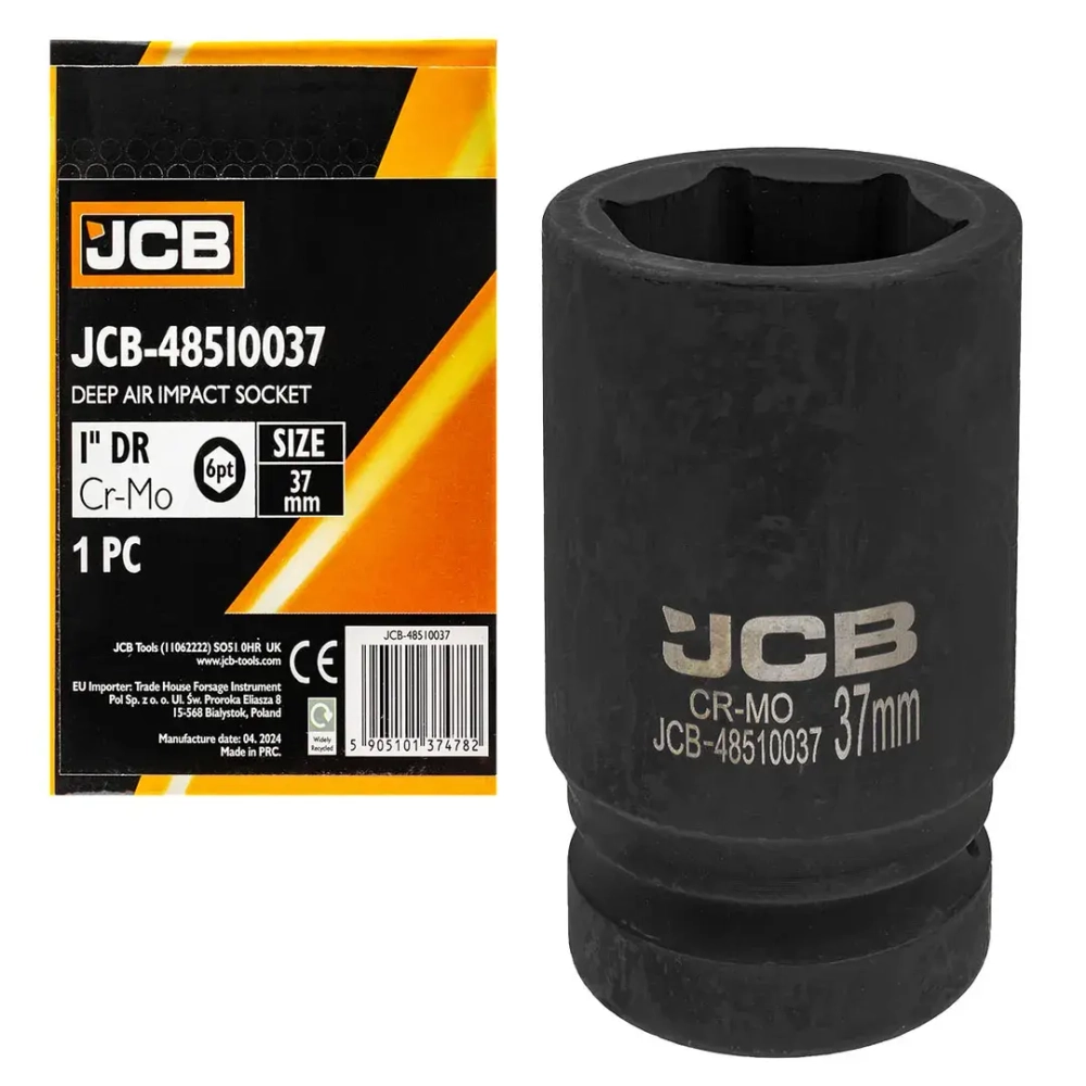 Головка ударная глубокая 37мм (6гр.), 1'' JCB JCB-48510037