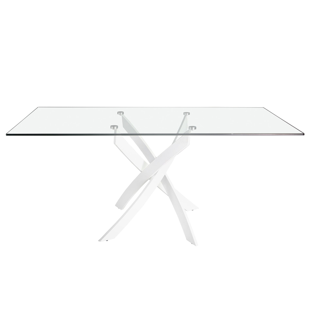 Прямоугольный обеденный стол 1138/F2133-BLANCO 150x95 стеклянный с белыми ножками