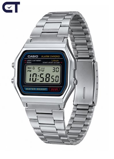 Casio A158WA-1 Vintage часы наручные унисекс — ретро-дизайн, стальной браслет и батарейка на 7 лет
