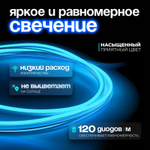 Неоновая светодиодная лента PJShop 4м, 8х16мм, 220В, IP 67, гибкий неон, синий, кратность реза 10 см