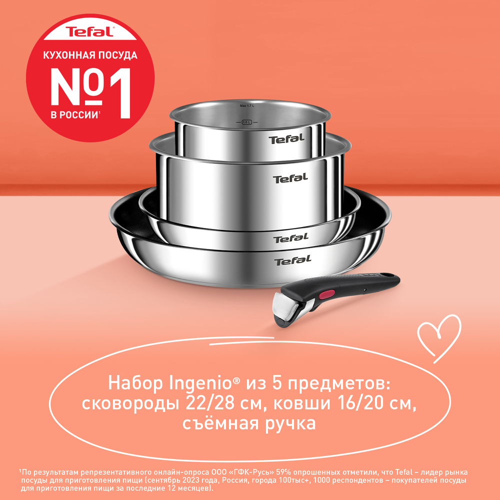 Набор посуды Tefal Ingenio Emotion из 5 предметов 16/20/22/28 см L897S574