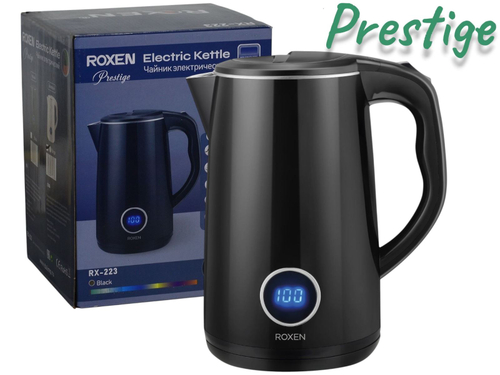 RX-223 (ROXEN) электрочайник пластмас/металл 1,8л Black 1800Вт