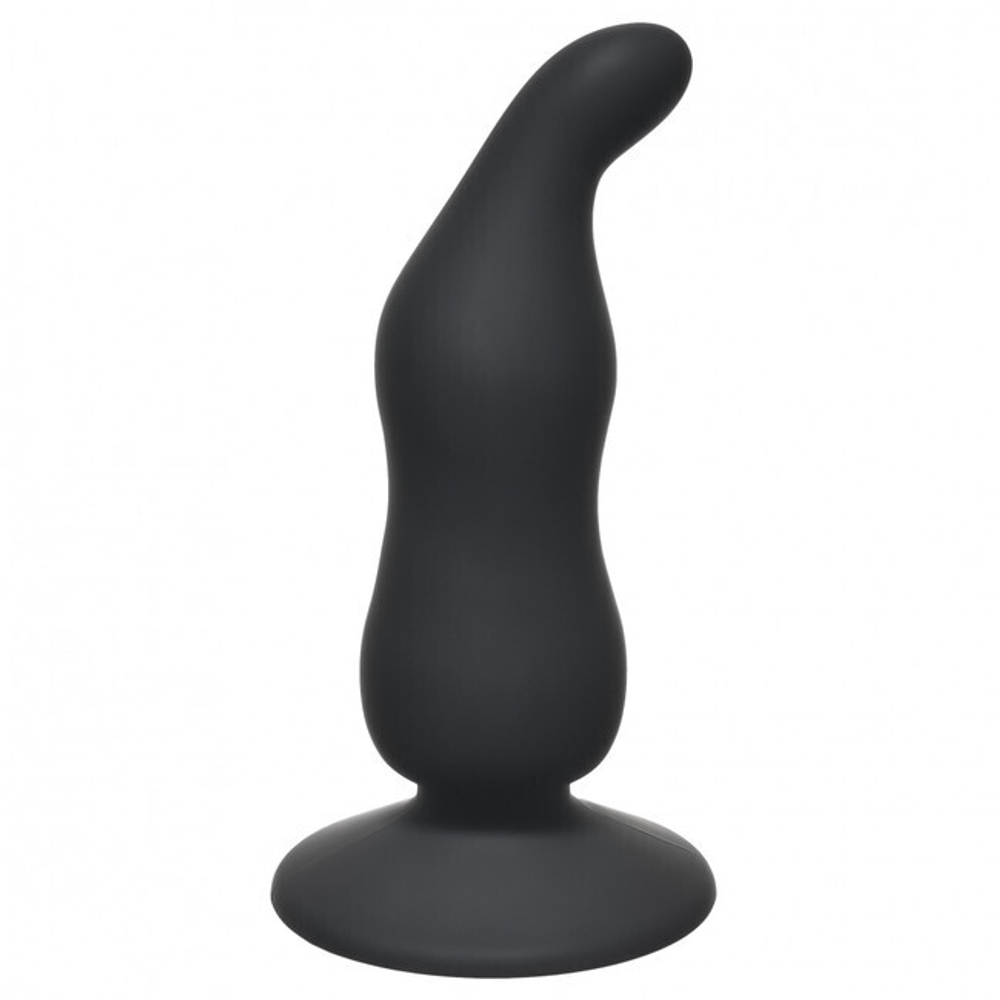 Изогнутый анальный стимулятор на присоске Waved Anal Plug (10 см , черный) (Цвет: черный)