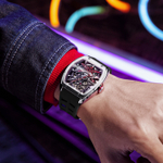 STARKING Steel Core Collection Mechanical Movement Silicone Strap Watch Men"s Watches Black Dial