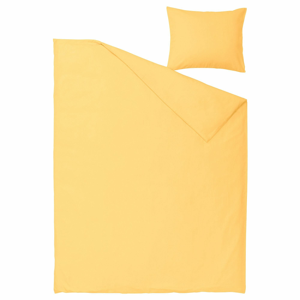 Комплект постельного белья IKEA NATTSVARMARE (НАТТСВАРМАРЕ), Односпальный, Желтый, 150x200, 50x80 см