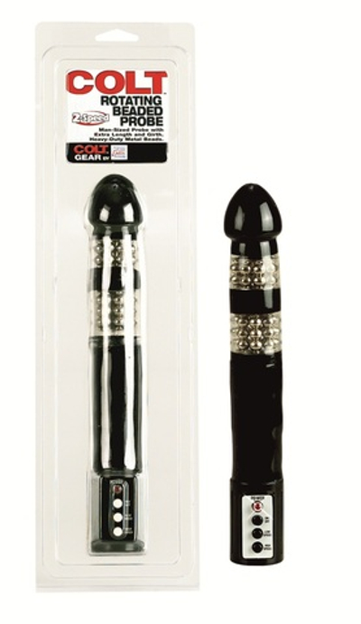 Чёрный анальный ротатор Colt Rotating Beaded Probe - 28 см.