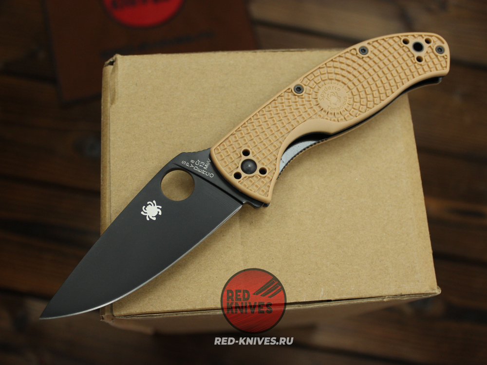 Нож Spyderco Tenacious LTW - песок рук., черный клинок RK-498
