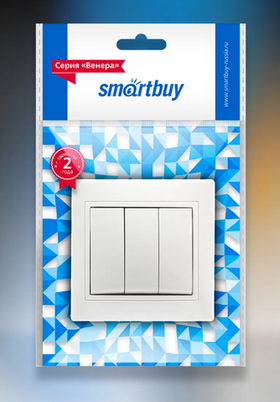 SmartBuy Выключатель 3-клавишный 10А белый, Венера