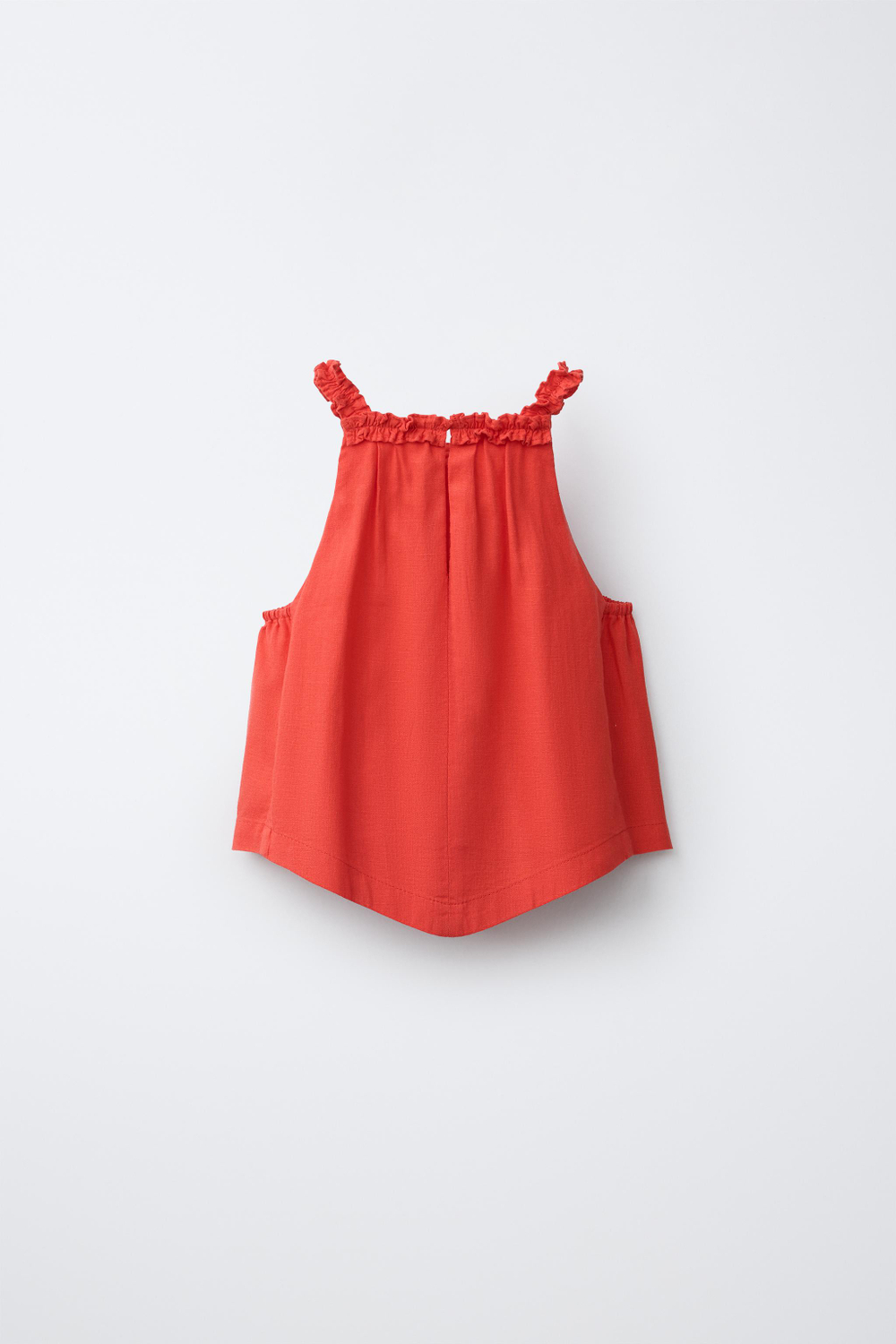 ZARA ТОП ИЗ ЛЬНА С ГОРЛОВИНОЙ ХАЛТЕР, КРАСНЫЙ