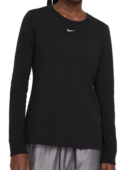 Женская футболка теннисная (dł. Рукава) Nike Essential LS Tee W - black/white