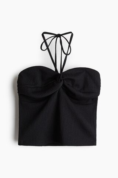 Короткий топ с завязкой халтер - H&M