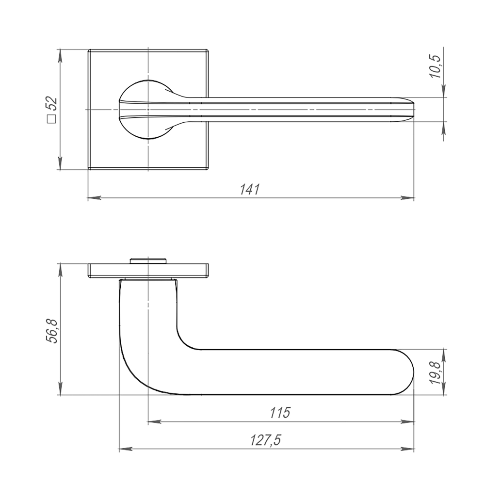 Ручка раздельная K.ARC.Q52.ASPECT BL-24 черный