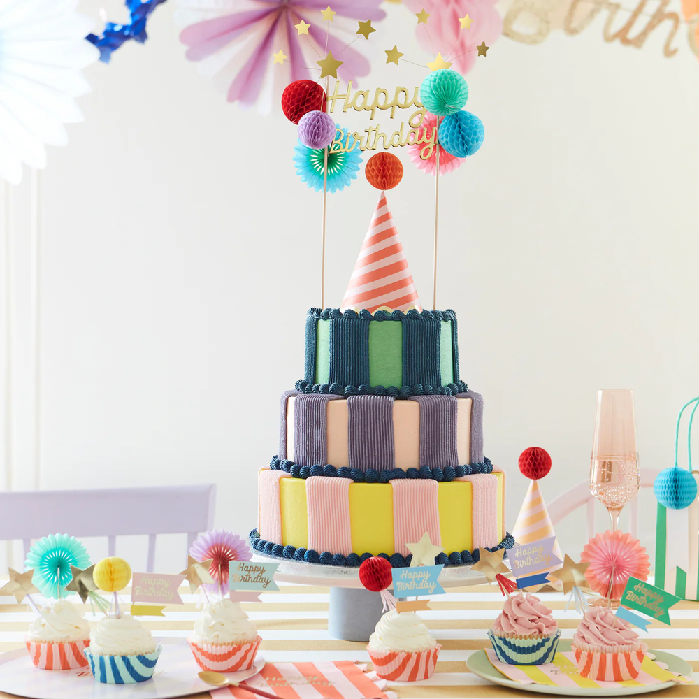 Топпер для торта "С Днем Рождения" [Happy Birthday] 1 шт. (17,5 x 33 см)