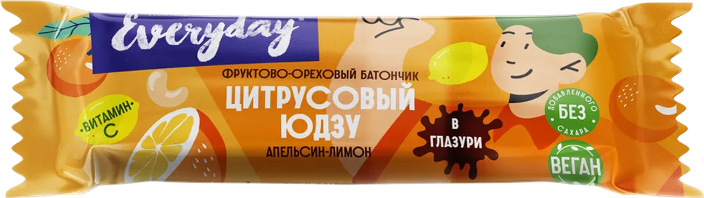 Батончик Цитрусовый Юдзу апельсин-лимон EVERYDAY GRANOLA Фрукт-орех 40г