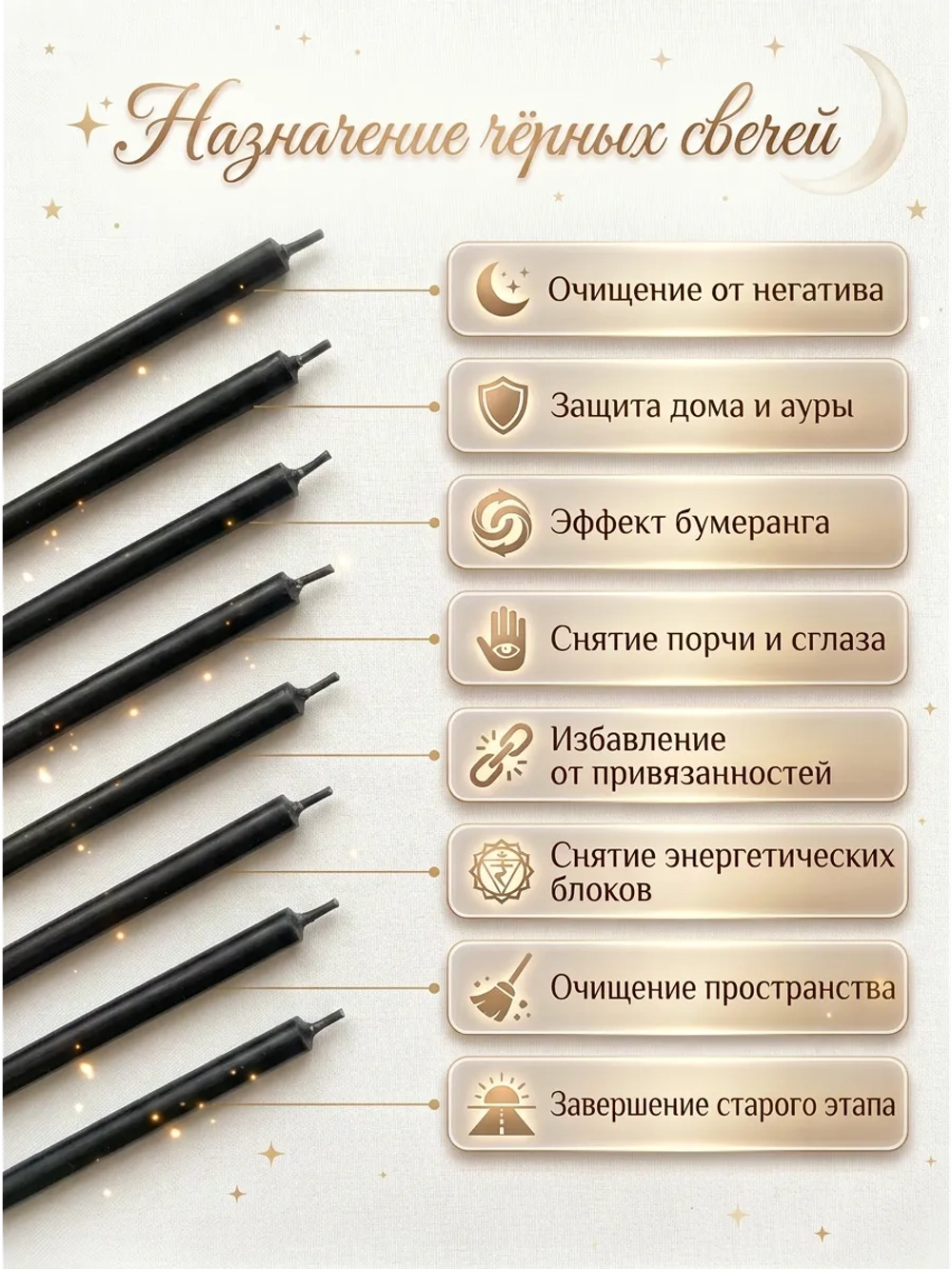 Свечи восковые натуральные черные, 80 шт