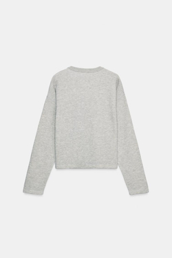 ZARA ТРИКОТАЖНЫЙ ЖАКЕТ С ПУГОВИЦАМИ, СЕРЫЙ МЕЛАНЖ