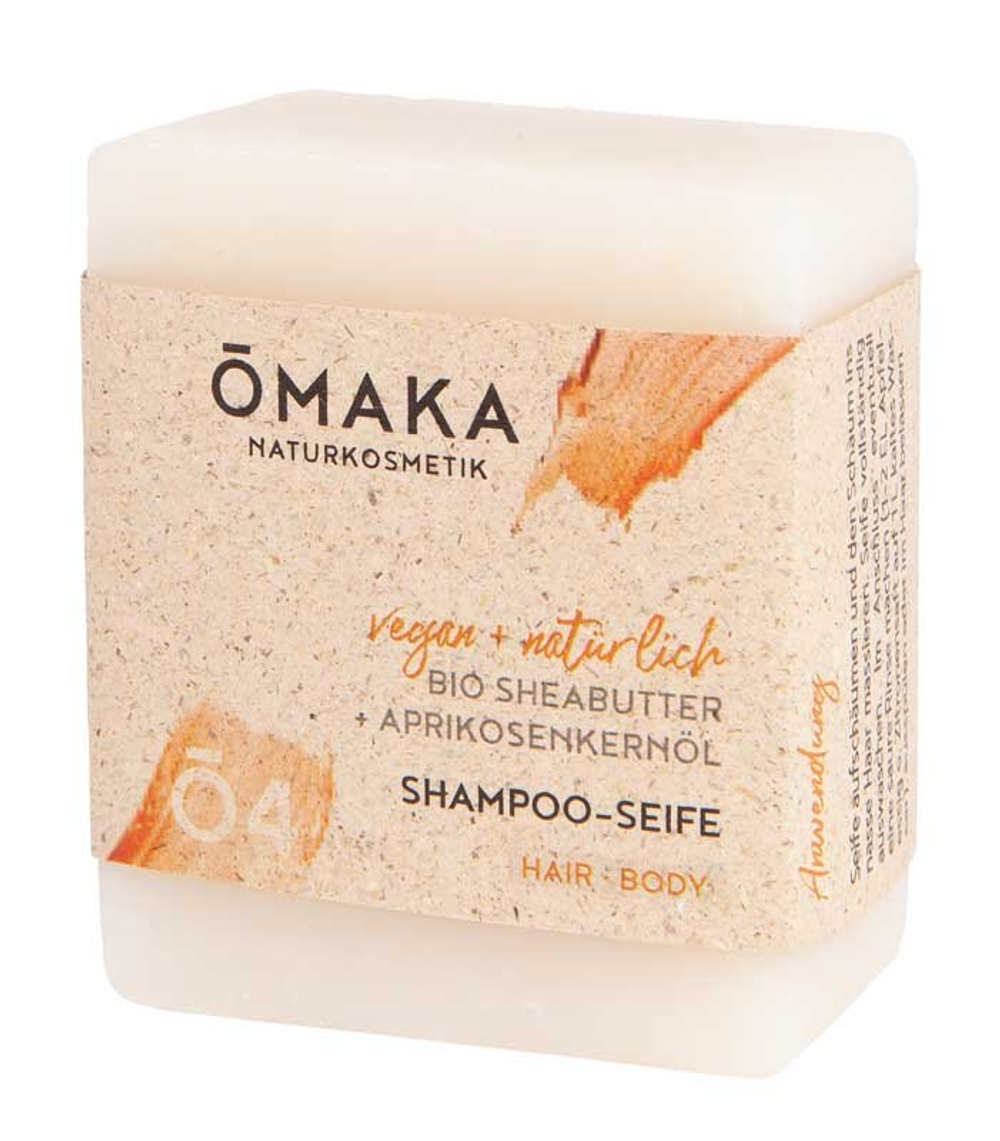 Шампунь-мыло с маслом ши и маслом абрикосовых косточек (без отдушек) OMAKA Naturkosmetik, 100 гр